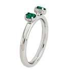 Sterling Silver Stackable Expressions Created Emerald Two Stone Ring