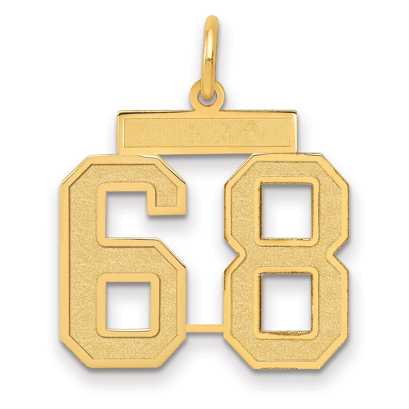 14K Gold Satin Number 68 Charm with Brushed Finish  Laser Cut Elegance Main image