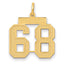 14K Gold Satin Number 68 Charm with Brushed Finish  Laser Cut Elegance
