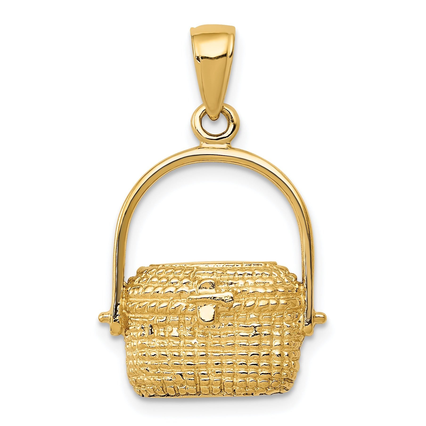 14K Gold Nantucket Basket Pendant with Solid Cast Design, 25mm Elegant Charm Main image