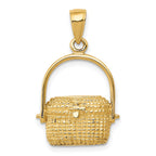 14K Gold Nantucket Basket Pendant with Solid Cast Design, 25mm Elegant Charm