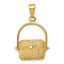 14K Gold Nantucket Basket Pendant with Solid Cast Design, 25mm Elegant Charm
