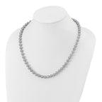 Sterling Silver Rhodium-plated 7-8mm Grey Near-Round Freshwater Cultured Pearl 7.25 inch Bracelet