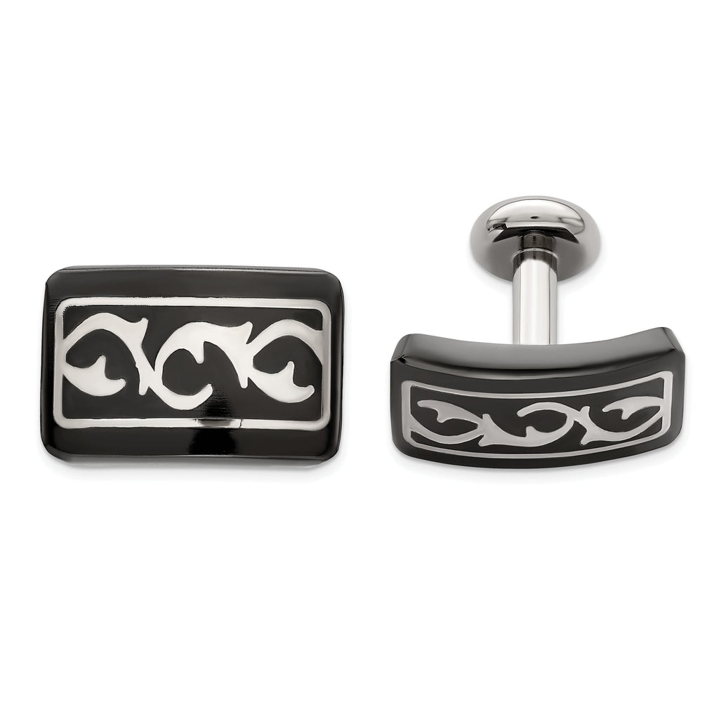 Black Titanium & Sterling Silver Thorn Cuff Links by Edward Mirell