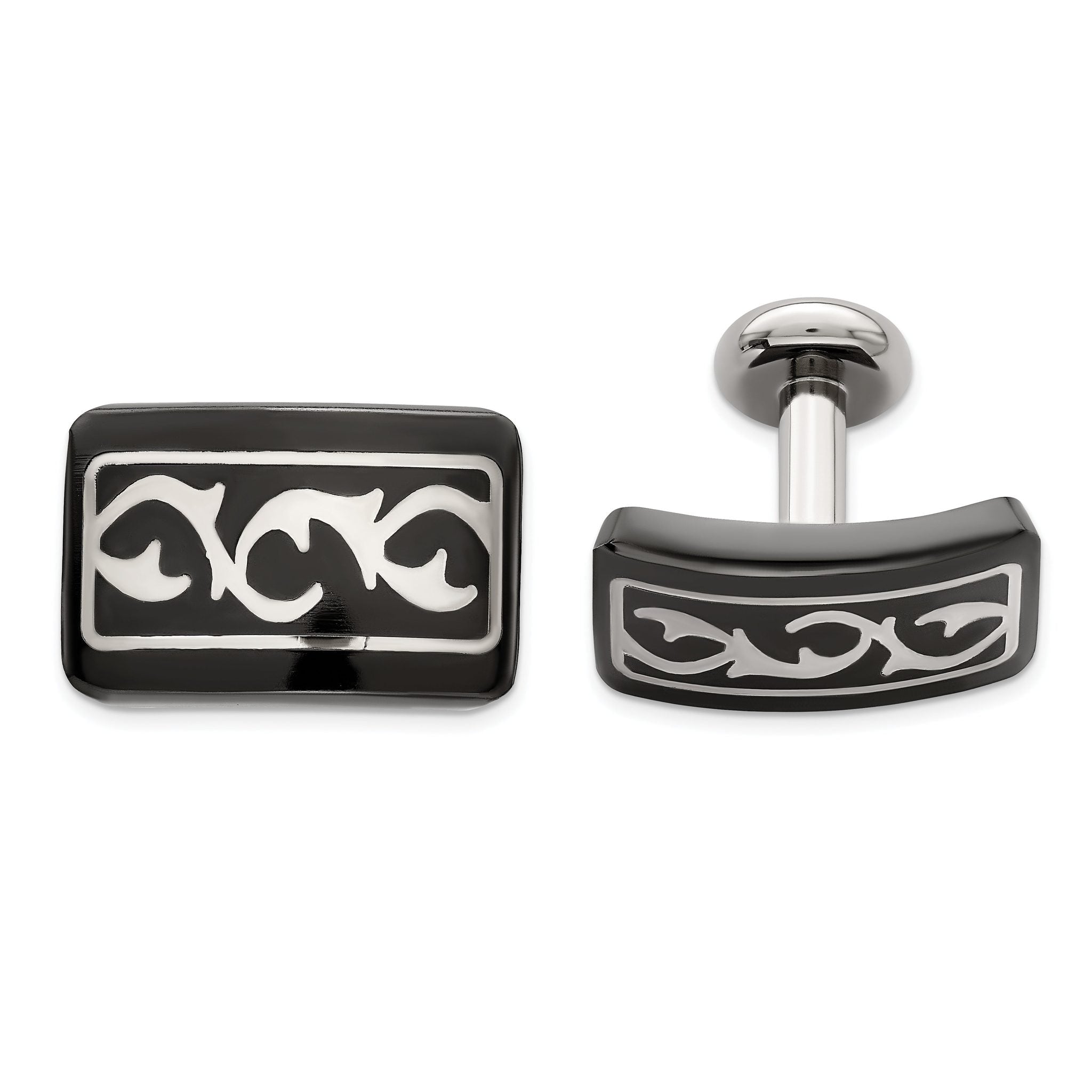 Black Titanium & Sterling Silver Thorn Cuff Links by Edward Mirell