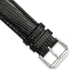 Snake-Grain Leather Watch Band in Black with Silver-Tone Buckle, 16mm