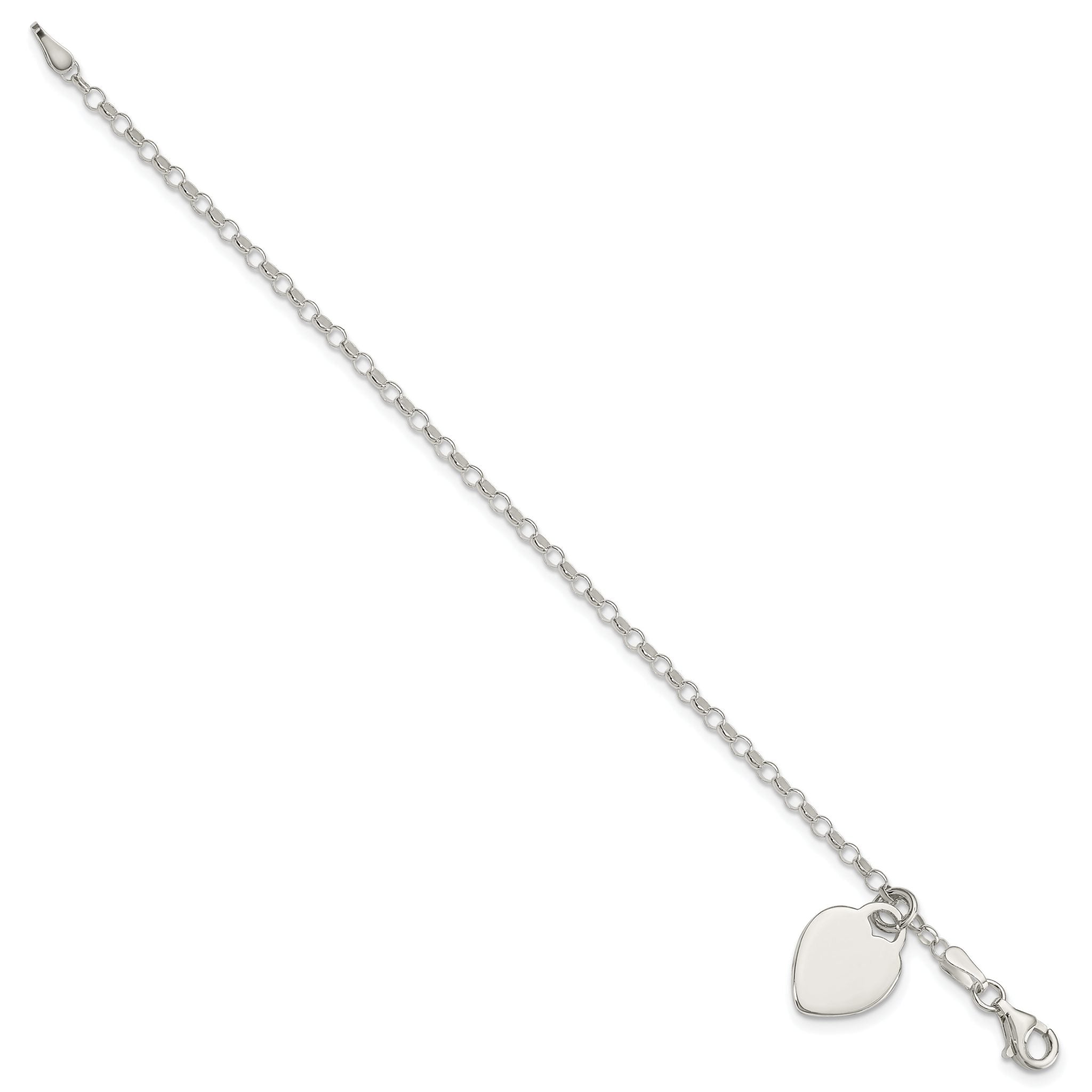 Sterling Silver Engraveable Heart 6 in Childs Bracelet Secondary image