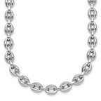 Sterling Silver Rhodium-plated Polished 7mm Puffed Mariner Link 18 inch Necklace