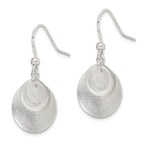 Sterling Silver Polished & Brushed Double Circle Dangle Earrings