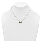 Sterling Silver with Gold-tone Polished and Antiqued Beaded Infinity Charm 16 inch Necklace