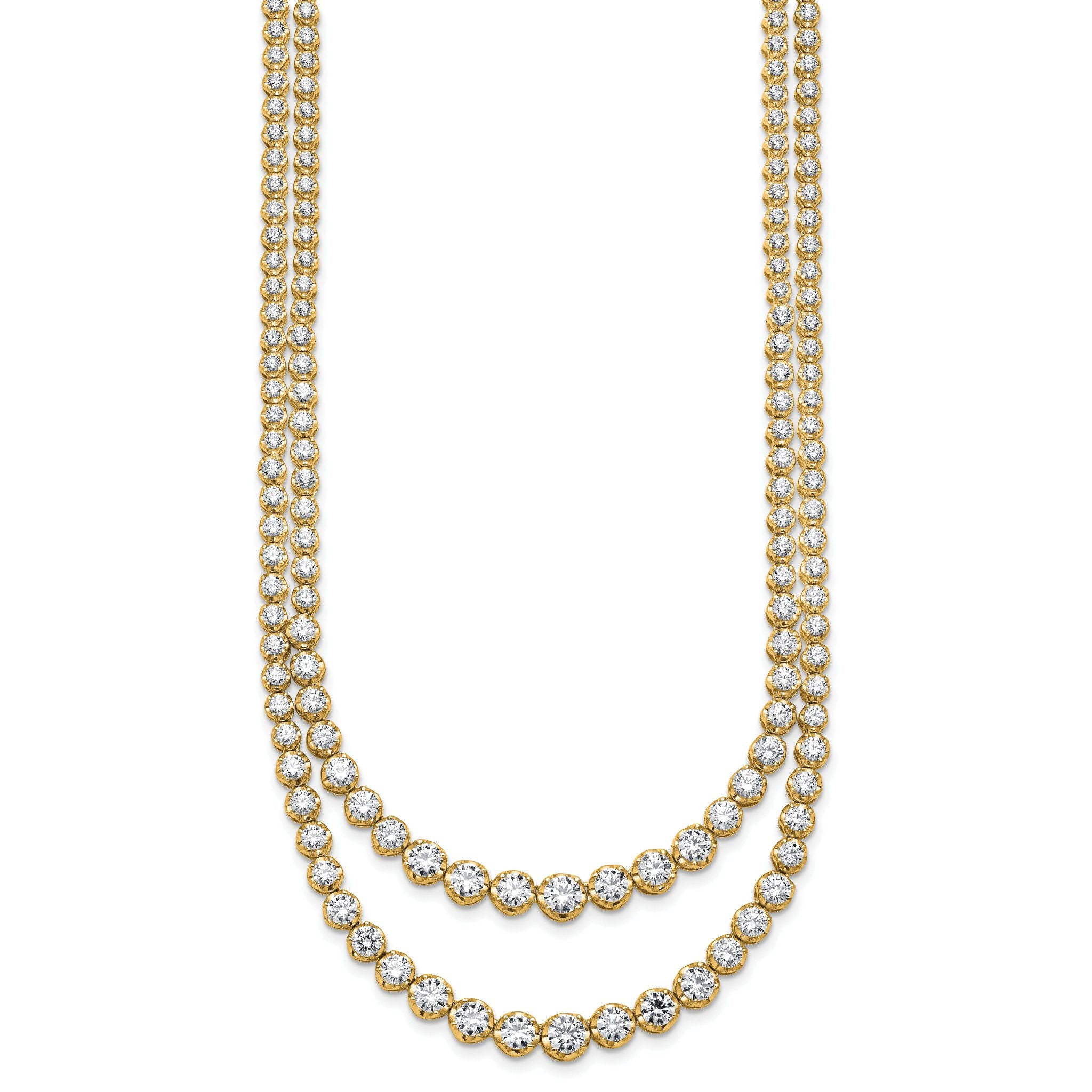 14k 14 3/8 carat Lab Grown Diamond VS+ F+ Complete 16 inch Graduated Layered Tennis Necklace Secondary image
