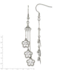 Stainless Steel Polished Flower Cubic Zirconia Drop Dangle Earrings for Women