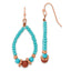 1928 Jewelry Copper-tone Aqua and Brown Acrylic Beads Teardrop Dangle Earrings