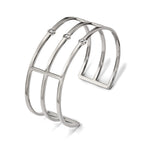 Stainless Steel Polished Cubic Zirconia Cuff Bangle Bracelet for Women