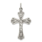 Sterling Silver 925 INRI Crucifix Pendant with Antiqued Brushed Finish