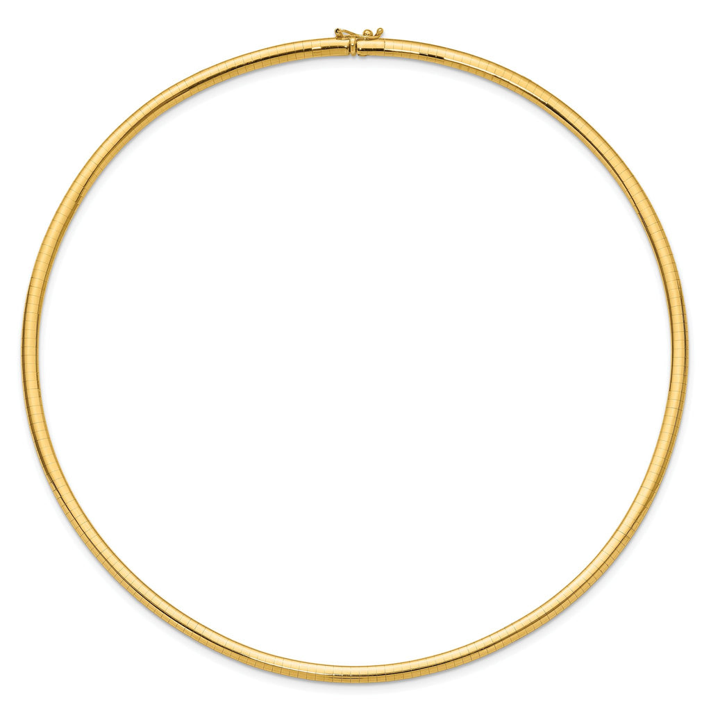 14k Polished 4mm Lightweight Domed Omega Necklace