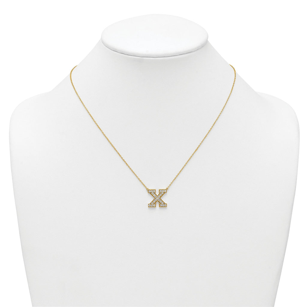 14k 1/2 carat Lab Grown Diamond VS+ F+ Complete Letter X 18 inch Initial Necklace