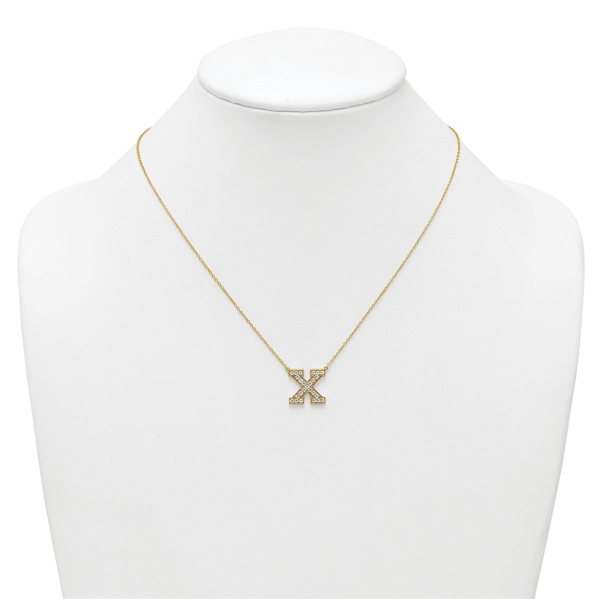 14k 1/2 carat Lab Grown Diamond VS+ F+ Complete Letter X 18 inch Initial Necklace