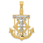 14K Two-Tone Gold Mariner's Cross Pendant with Diamond-Cut Detailing