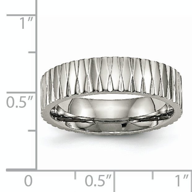 Polished & Textured Wedding Band in Titanium, 6mm