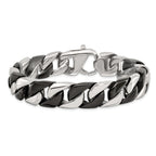 Stainless Steel Polished Black IP-plated Curb Bracelet for Men