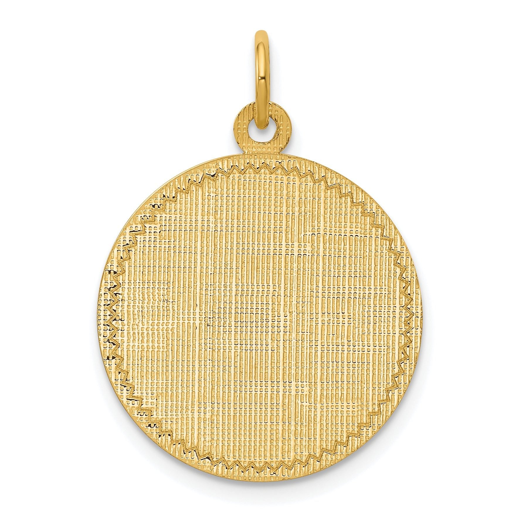 14k Patterned .013 Gauge Circular Engravable Disc Charm Main image
