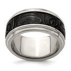 Edward Mirell Titanium Wedding Band with Black Inlay Polished Finish