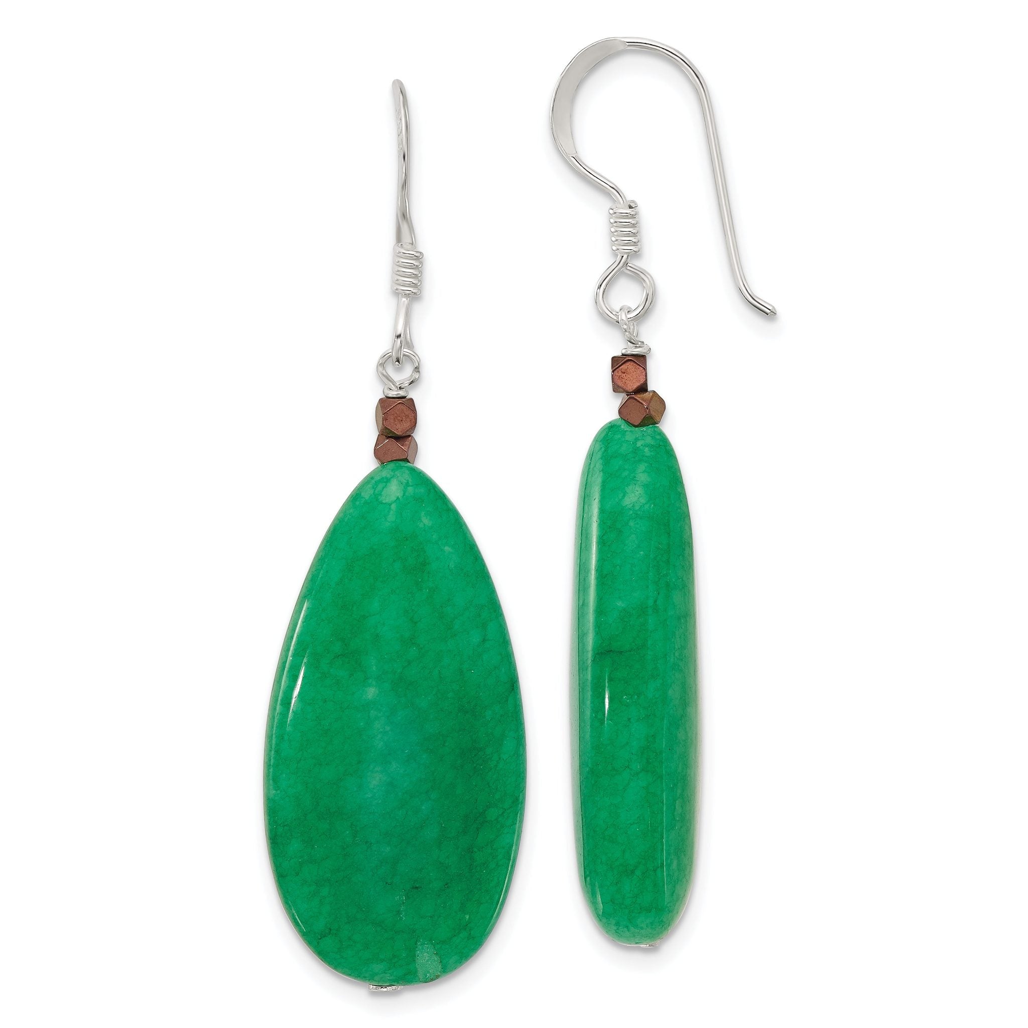 Sterling Silver Green Jade/Hematite Bronze Color Base Metal Earrings Main image