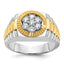 14k Two-tone Men's Polished Satin and Textured Cluster Ring Mounting, Mounting Only