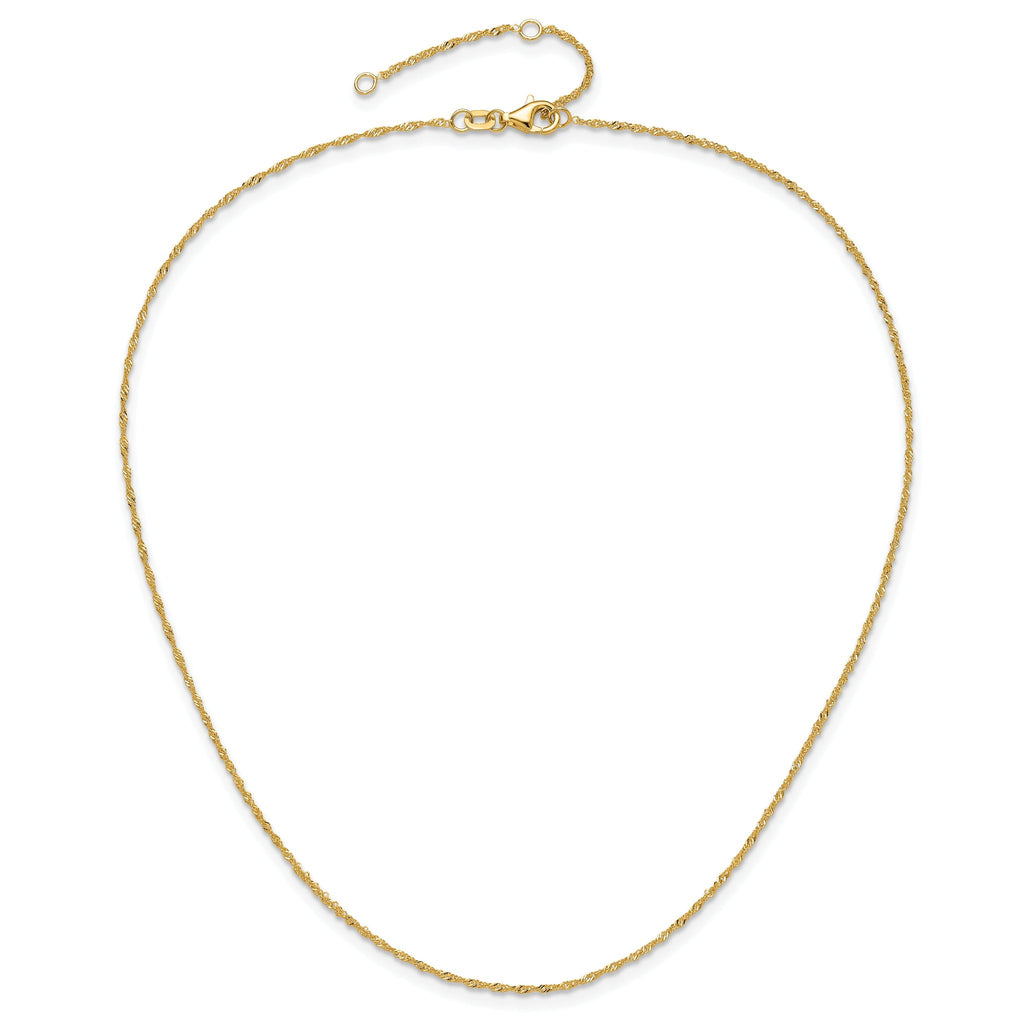 Adjustable Singapore Chain in 10K Yellow Gold, 1.25mm