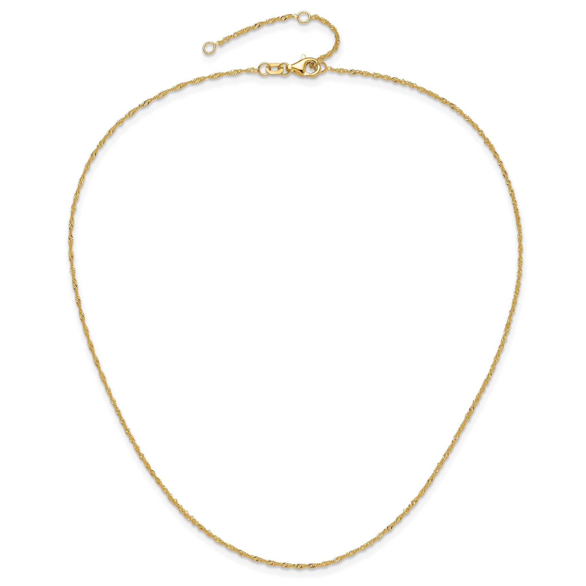 Adjustable Singapore Chain in 10K Yellow Gold, 1.25mm