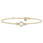 14k Two-tone Circle and Diamond-cut Beads 9 inch Plus 1 inch Bead Dangle Extender - Total 10 inch An