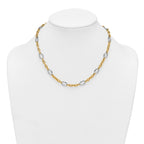 14k Two Tone Polished Oval and Cable Chain 18 inch Necklace