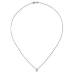 14k White Gold 1/2 carat Lab Grown Diamond VS+ F+ Oval Complete Bezel Set Chain Slide Pendant