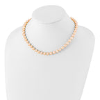Sterling Silver Rhodium-plated 7-8mm Pink Near-Round Freshwater Cultured Pearl 16 inch Necklace