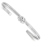 Sterling Silver 925 Polished Knot Cuff Bangle for Women