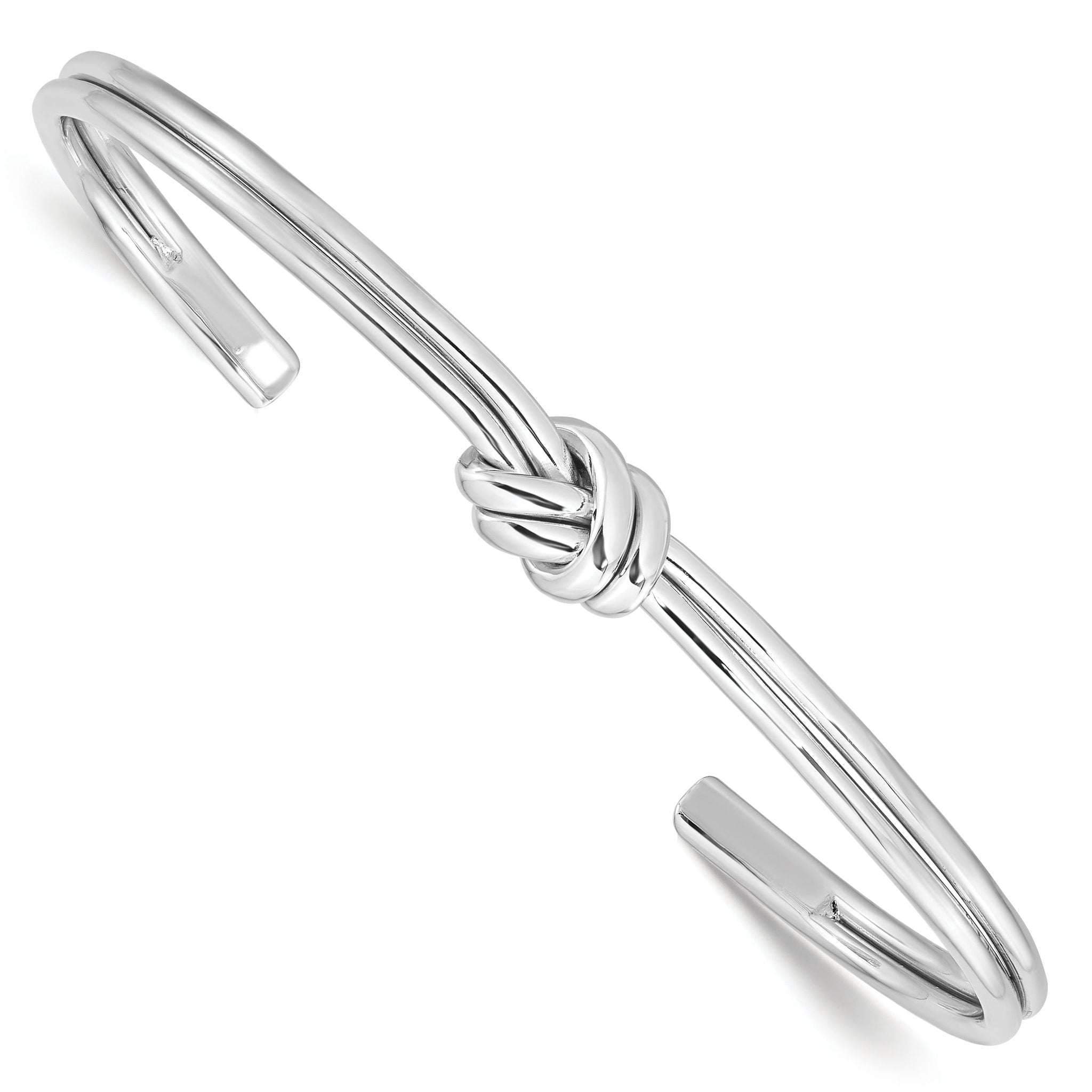 Sterling Silver 925 Polished Knot Cuff Bangle for Women