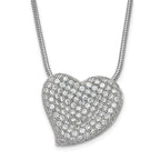 Sophia Jewelers Sterling Silver CZ Embellished Heart Necklace Elegant Polished Design