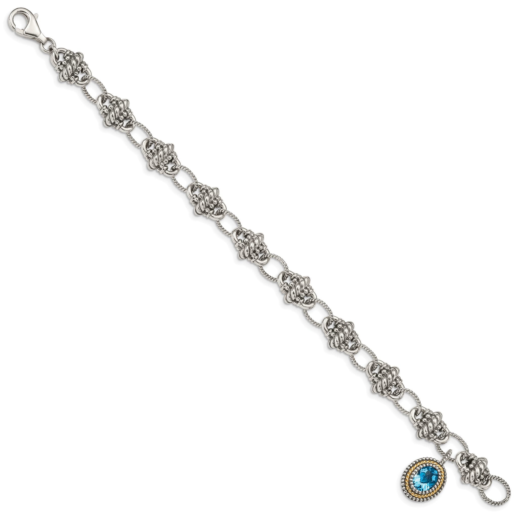 Sophia Jewelers Sterling Silver 14K Gold SwiSterling Silver Blue Topaz Bracelet Secondary image
