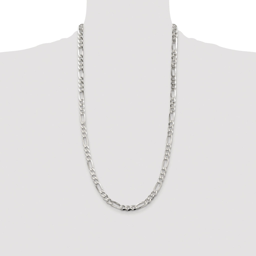 Pavé Flat Figaro Chain in Sterling Silver, 6.75mm