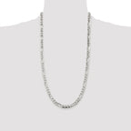 Pavé Flat Figaro Chain in Sterling Silver, 6.75mm