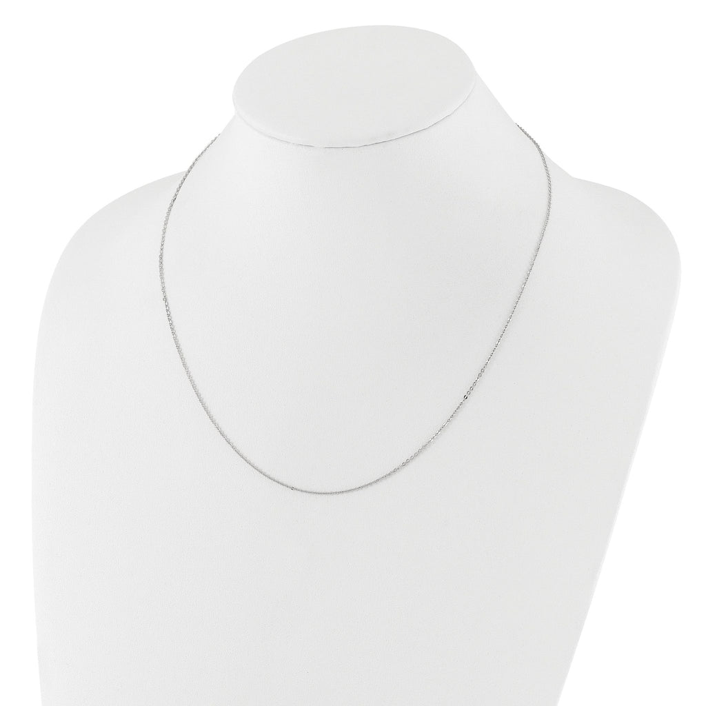 14k White Gold 1.2mm Flat Cable 1in+1in Adjustable Chain