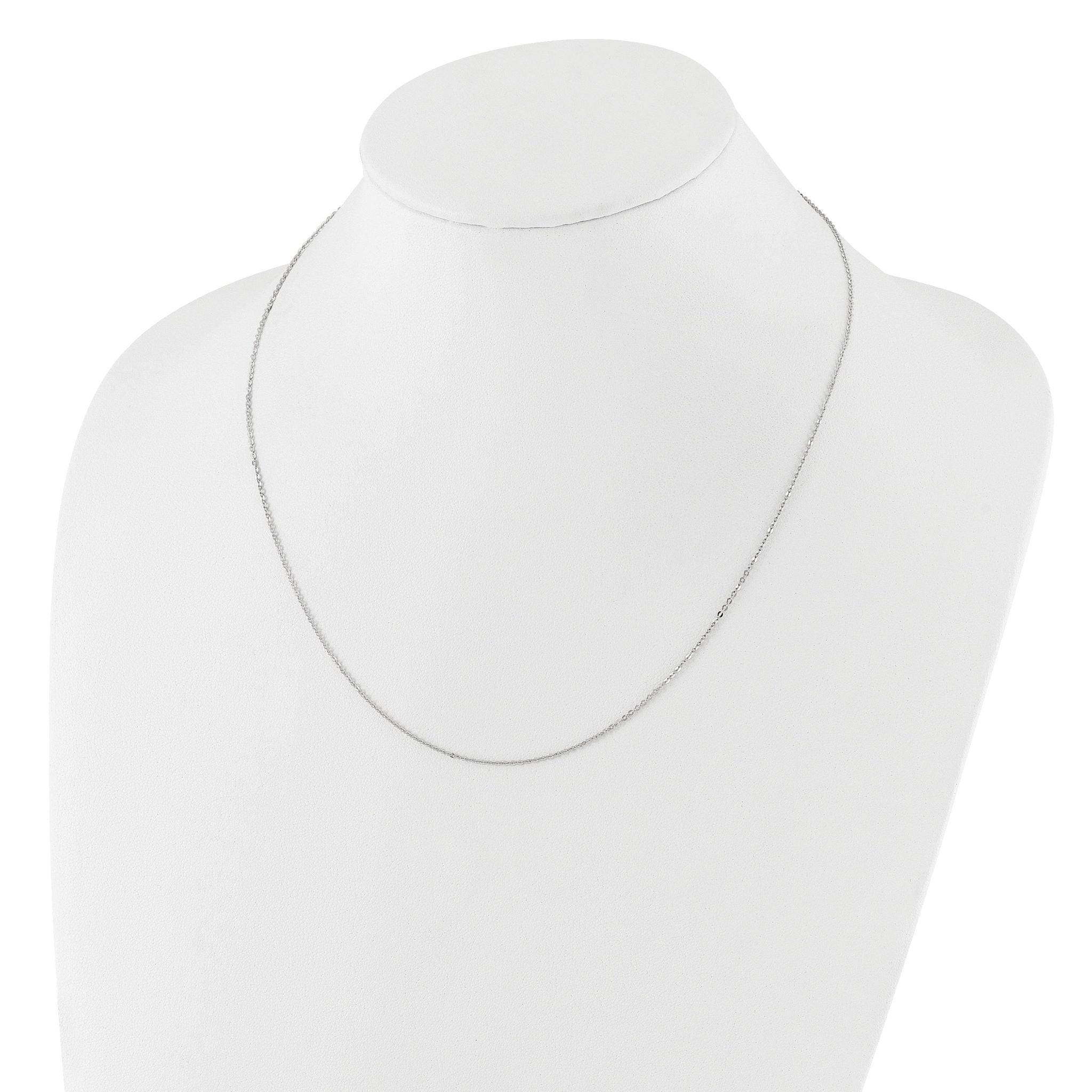 14k White Gold 1.2mm Flat Cable 1in+1in Adjustable Chain