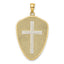 14K Yellow Gold With Rhodium Cross Shield W/ Joshua 1:9 On Reverse Charm