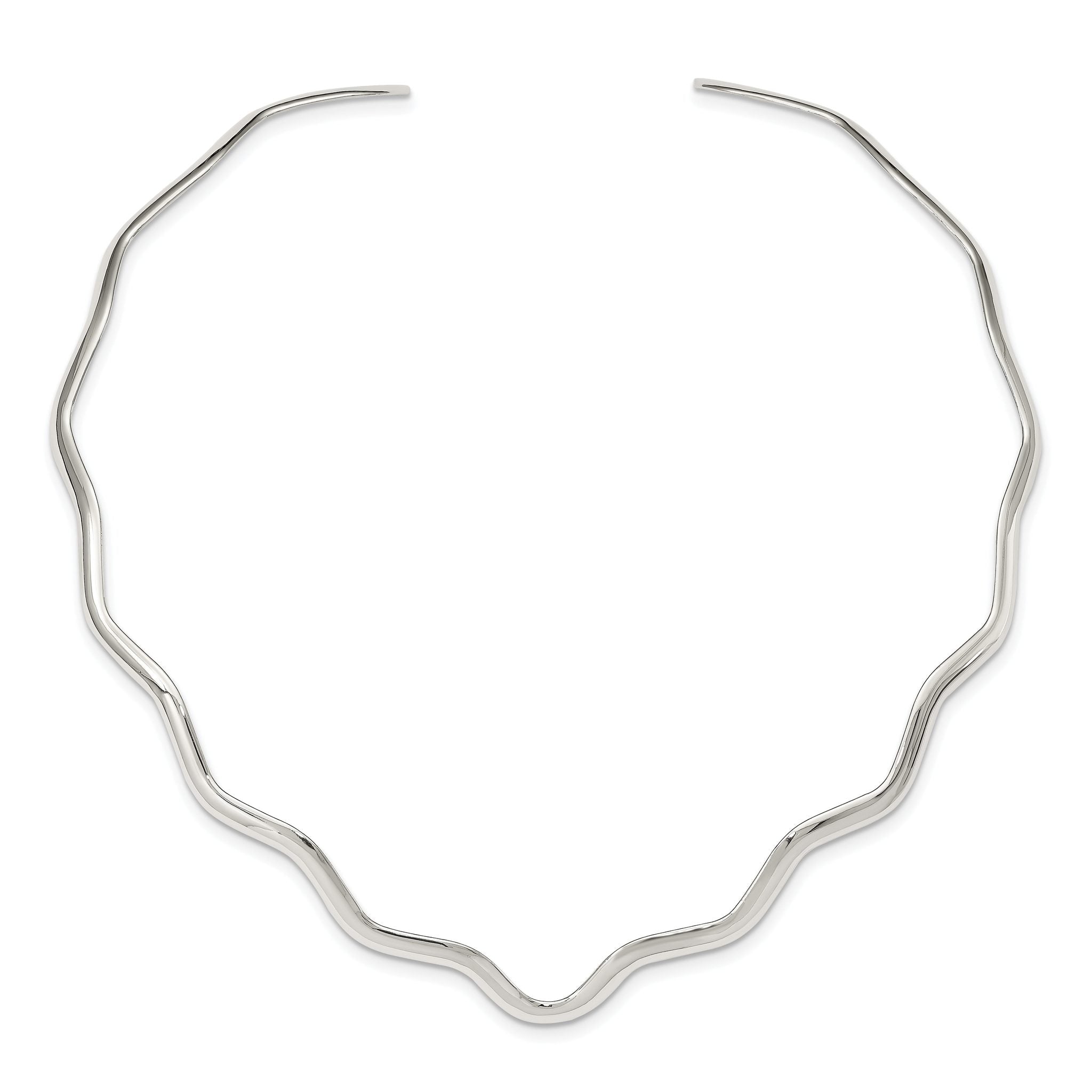 Sterling Silver Wavy V-Shape Neck Collar Secondary image
