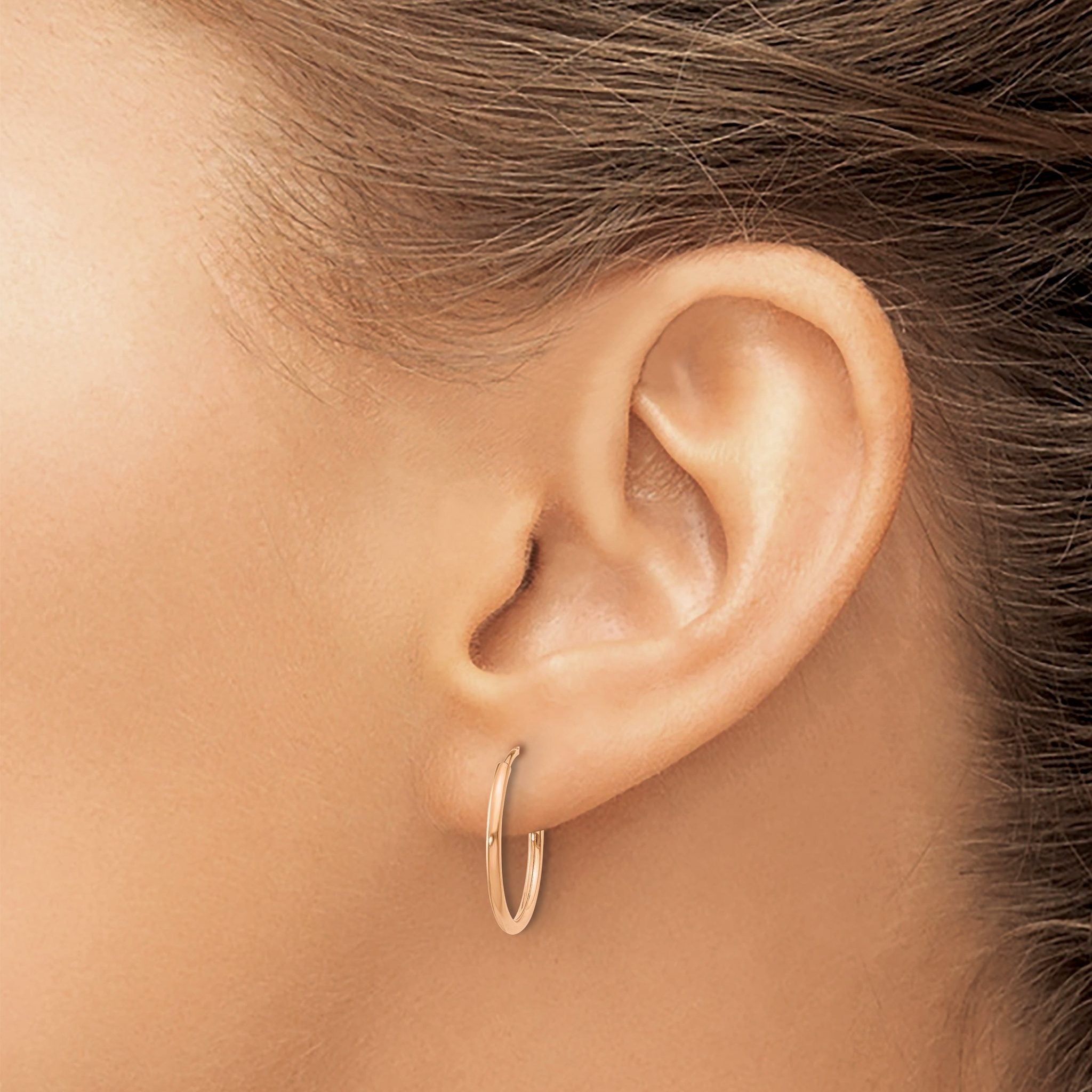 14k Rose Gold 1.20mm Polished Endless Hoop Earrings