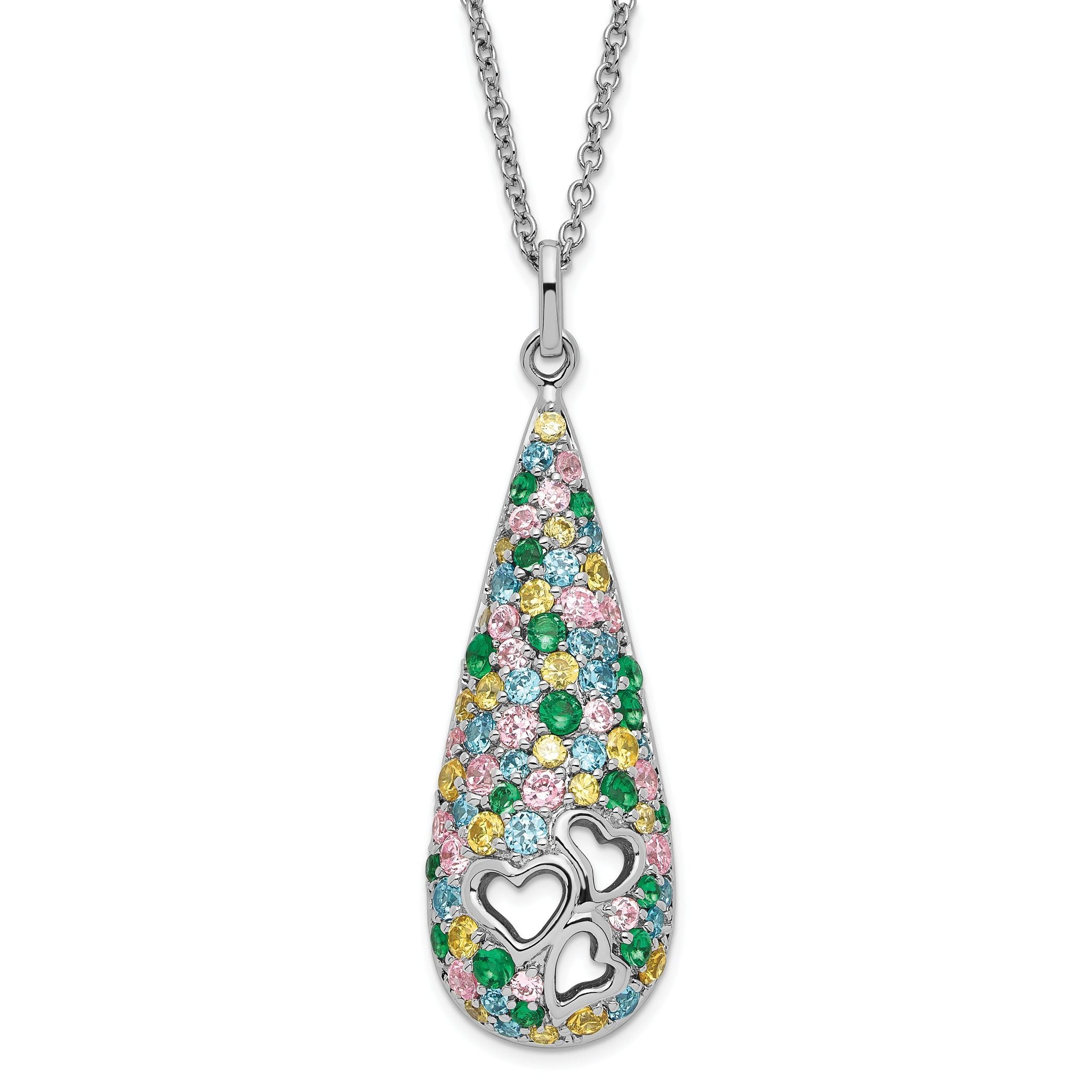 Sophia Jewelers Sterling Silver Multicolor CZ Cheerdrops Necklace Gift Ready Main image