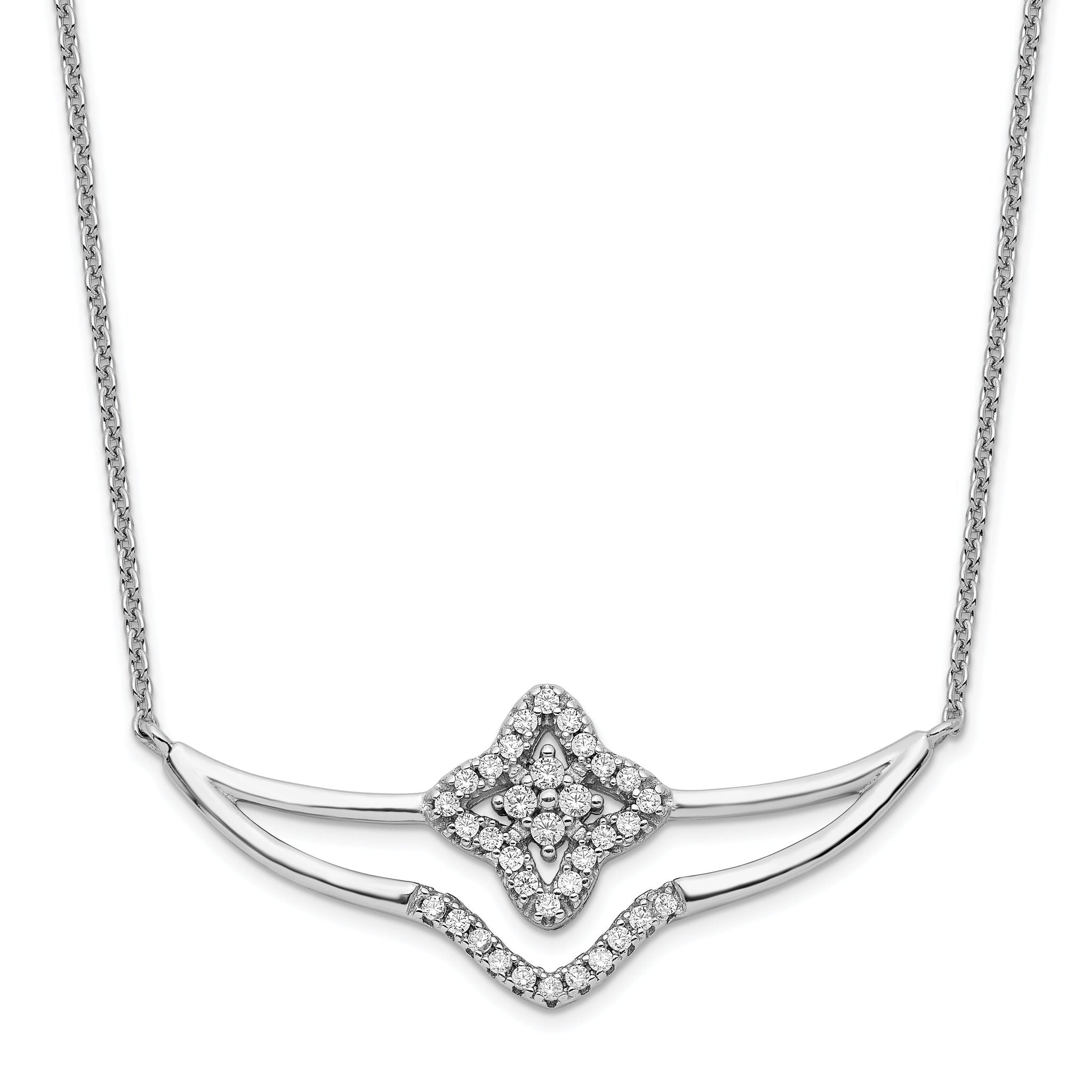Sterling Silver Rhodium-plated Polished CZ Fancy Necklace Main image
