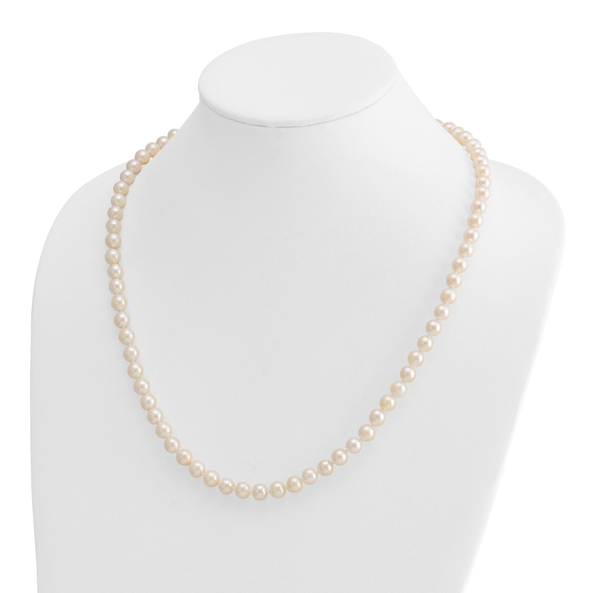14k 7-8mm White Round Akoya Saltwater Cultured Pearl Necklace