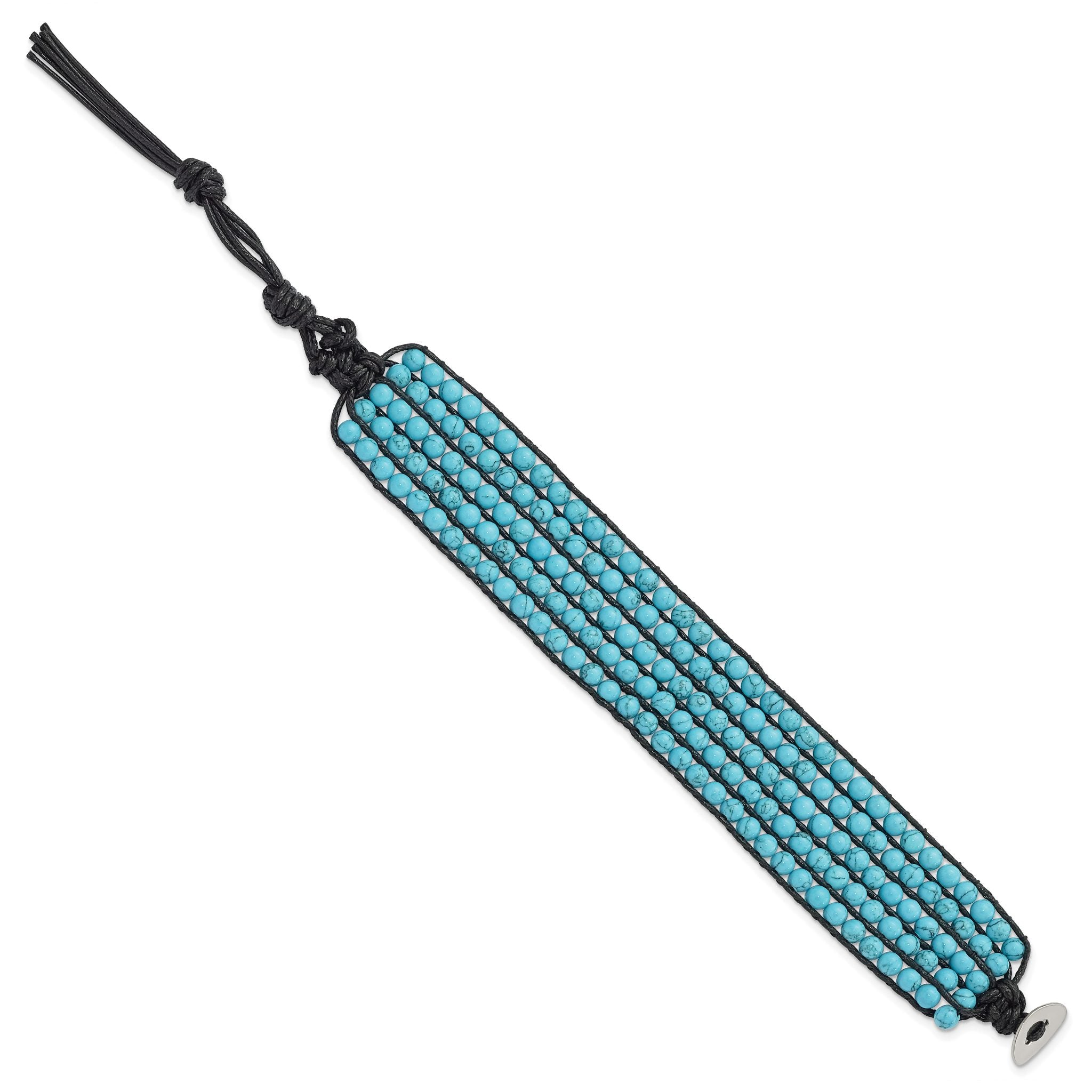 Stainless Steel Black Cord Woven Imitation Turquoise Bracelet Secondary image